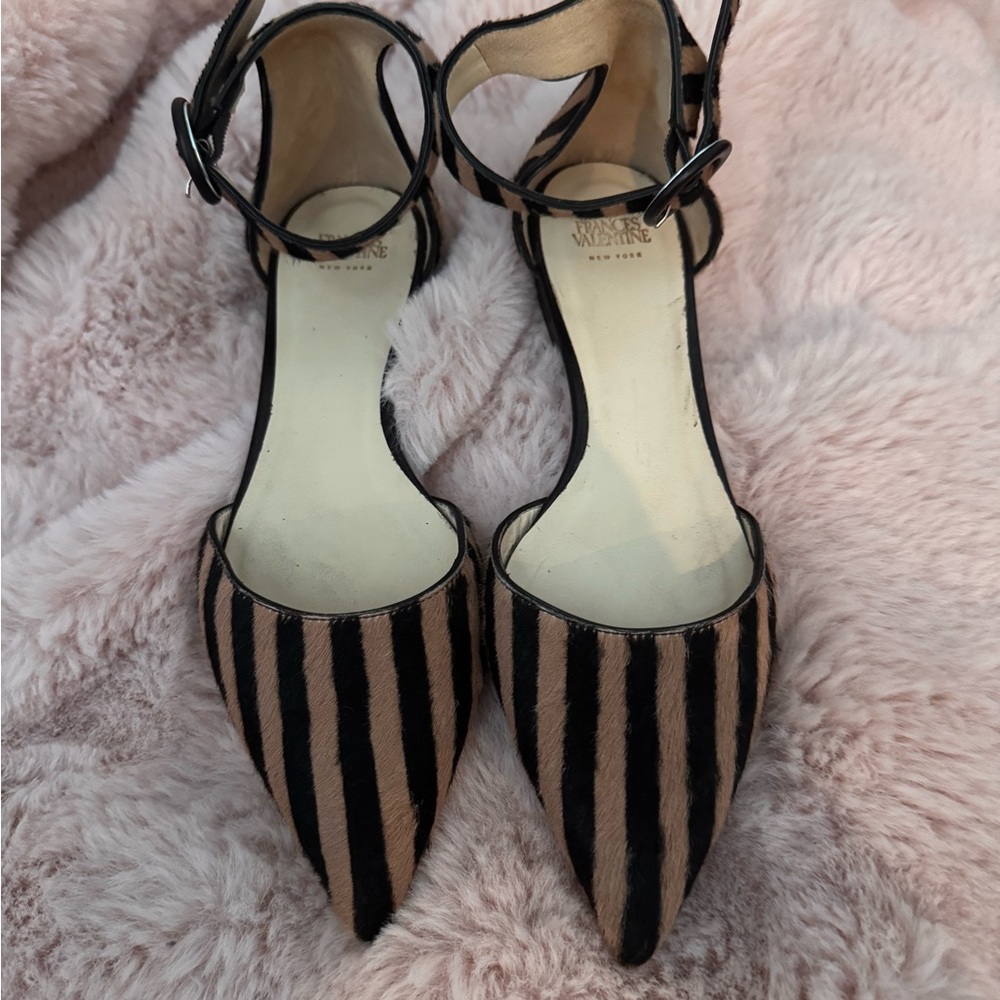 France’s Valentine Blacl and Tan Striped Ankle Strap Women's Shoes